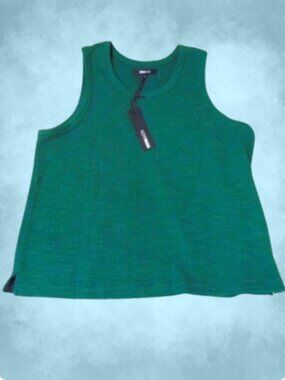 NWT Nova Men Textured Green Tank Top M Soft Grunge Streetwear Minimalist 90s